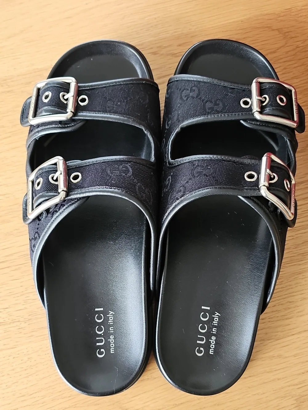 Gucci Logo Leather & Canvas Sandal